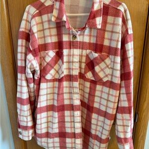Maurices Red and White Cozy FlannelPlaid Shirt